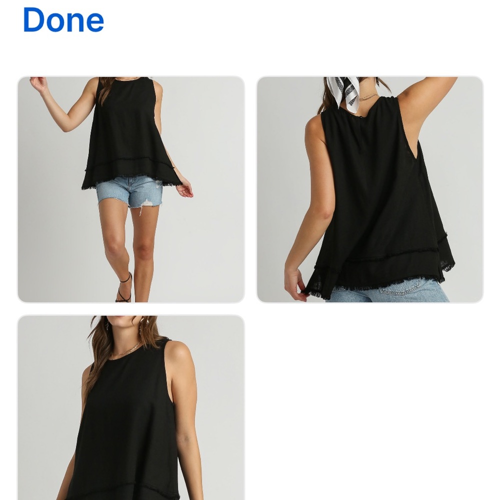 Black UMGEE NWT frayed sleeveless top